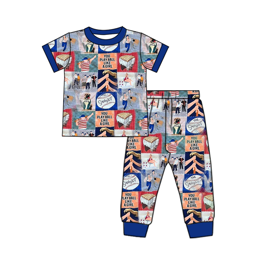 Toddler Baby Sibling Baseball Short Sleeve Pajama Set Preorder