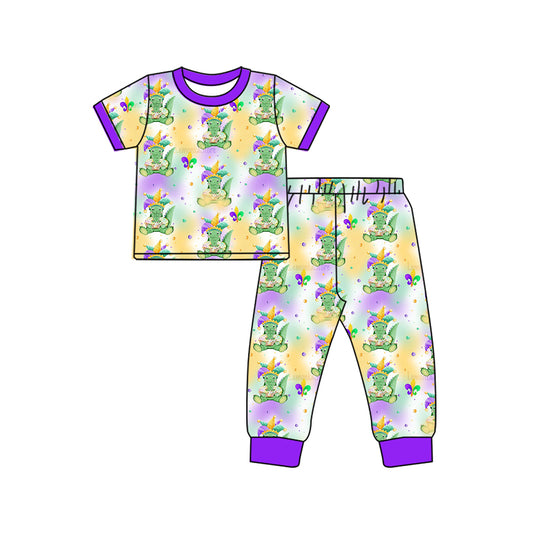 Baby Boys Mardi Gras Crocodiles Anchors Top Pant Pajamas Set Preorder