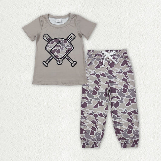 BSPO0654 Baby Boys Baseball Dark Grey Camo Jogger Set