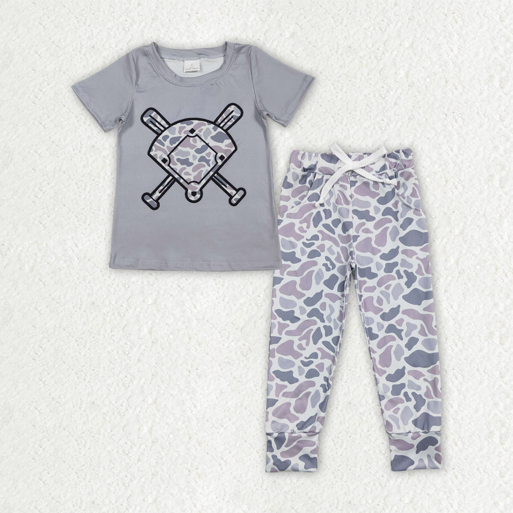 BSPO0656 Baby Boys Baseball Grey Camo Jogger Set