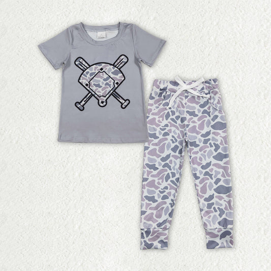BSPO0656 Baby Boys Baseball Grey Camo Jogger Set