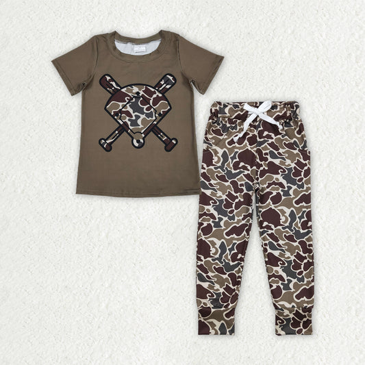 BSPO0657  Baby Boys Baseball Brown Camo Jogger Set