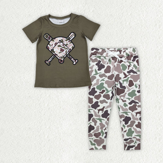 BSPO0658 Baby Boys Baseball Hunting Camo Jogger Set