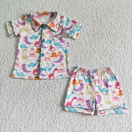 Summer Boys Dinosaur Pajamas Set