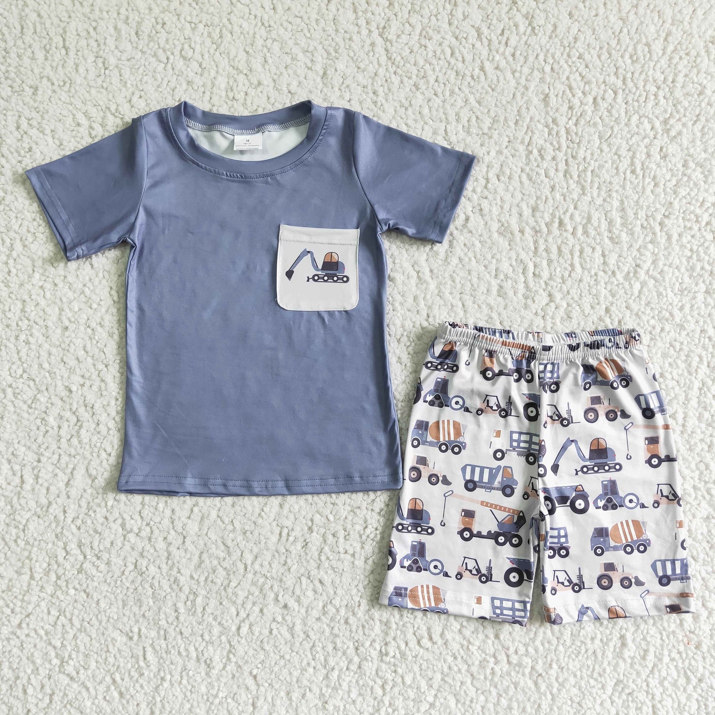 BSSO0063 Summer Boys Construction Truck Outfit