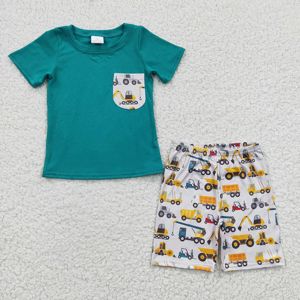 Sibling Baby Boys Cotton Pocket Top Construction Shorts Clothes