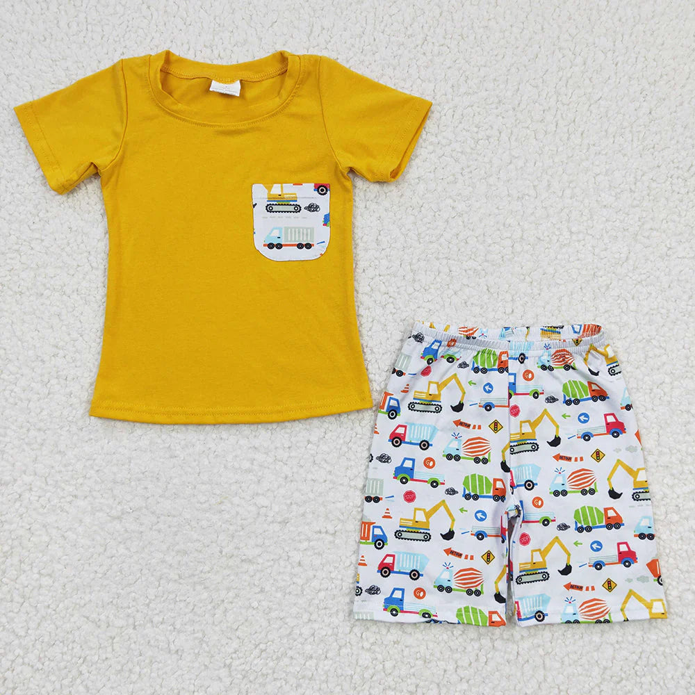 Sibling Baby Boys Cotton Pocket Top Construction Shorts Clothes