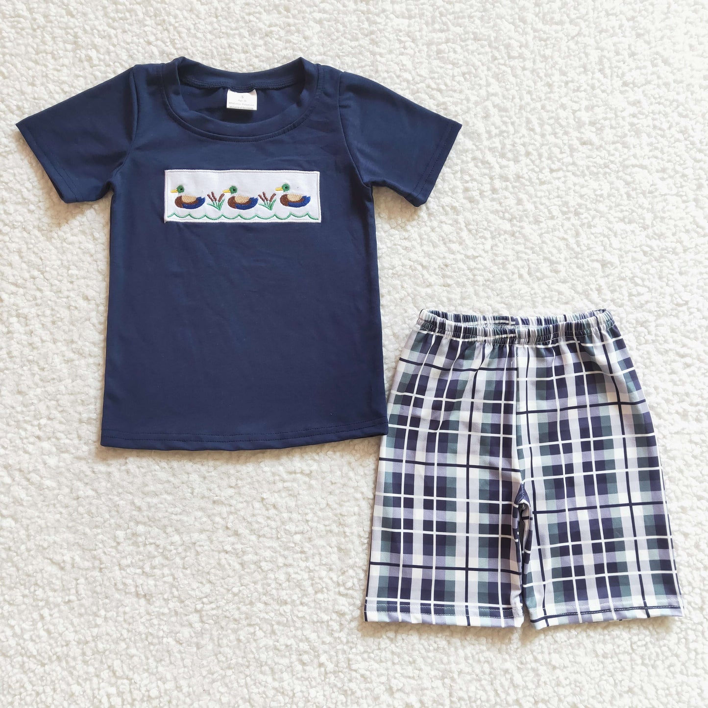 Baby Boys Embroidery Mallard Duck Summer Shorts Set