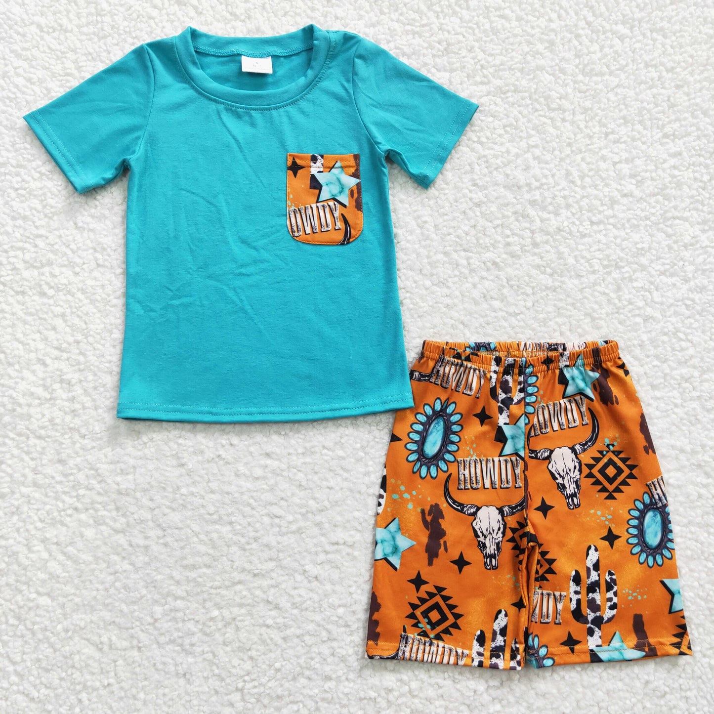 Toddler Boys Sibling Western Shorts Set