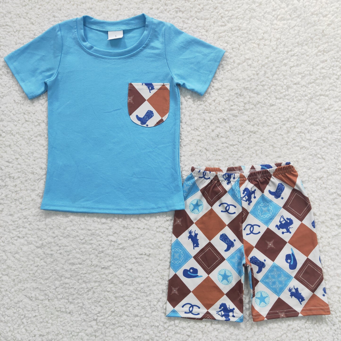 Toddler Boys Sibling Western Shorts Set