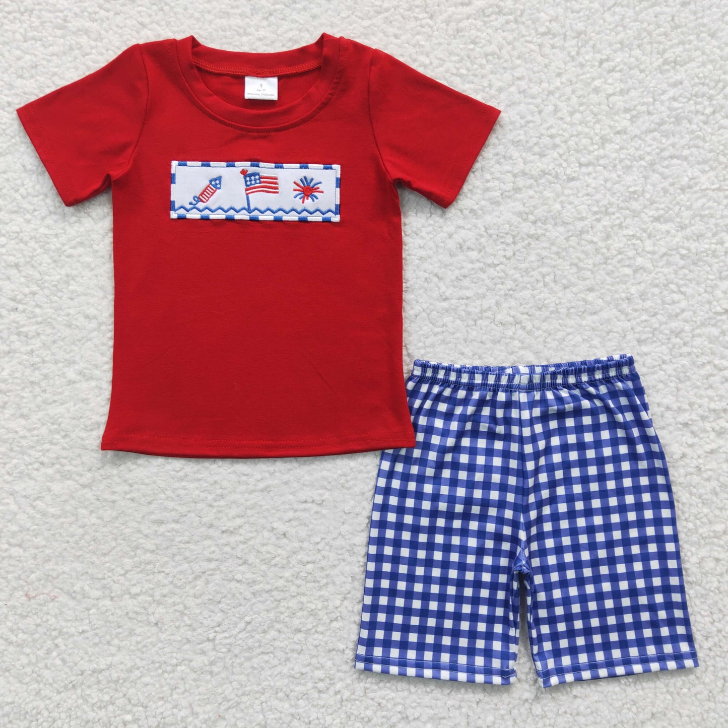 BSSO0176 Kids Boys Summer July 4th Shorts Set