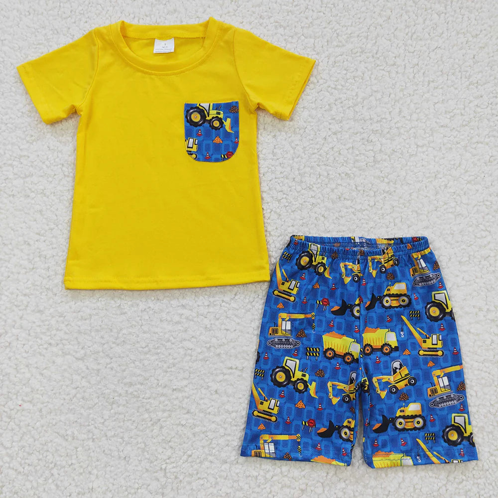 Sibling Baby Boys Cotton Pocket Top Construction Shorts Clothes