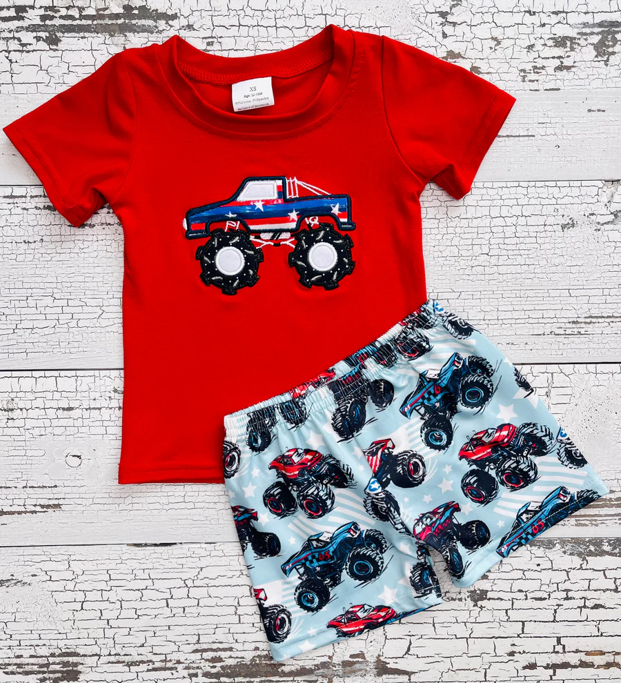 Baby Boys Tractor Summer Shorts Sets