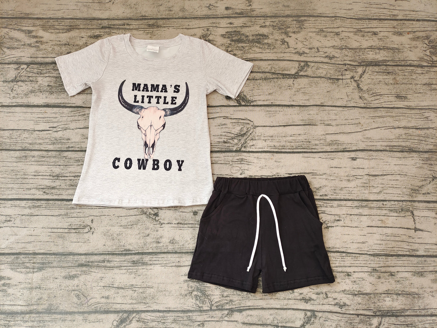 BSSO0192 Mama's Littles Cowboys Shorts Set