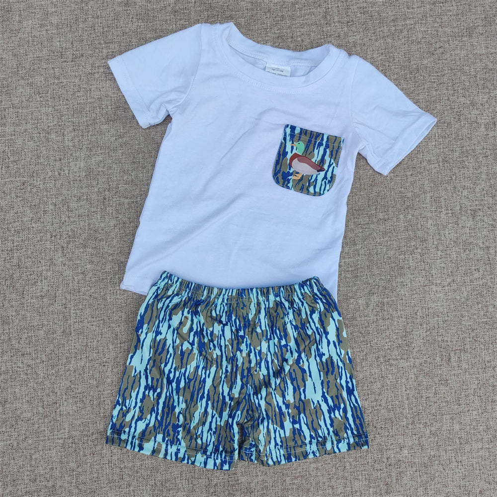 Sibling Baby Boys Summer Hunting Mallard Duck Camo Shorts Set