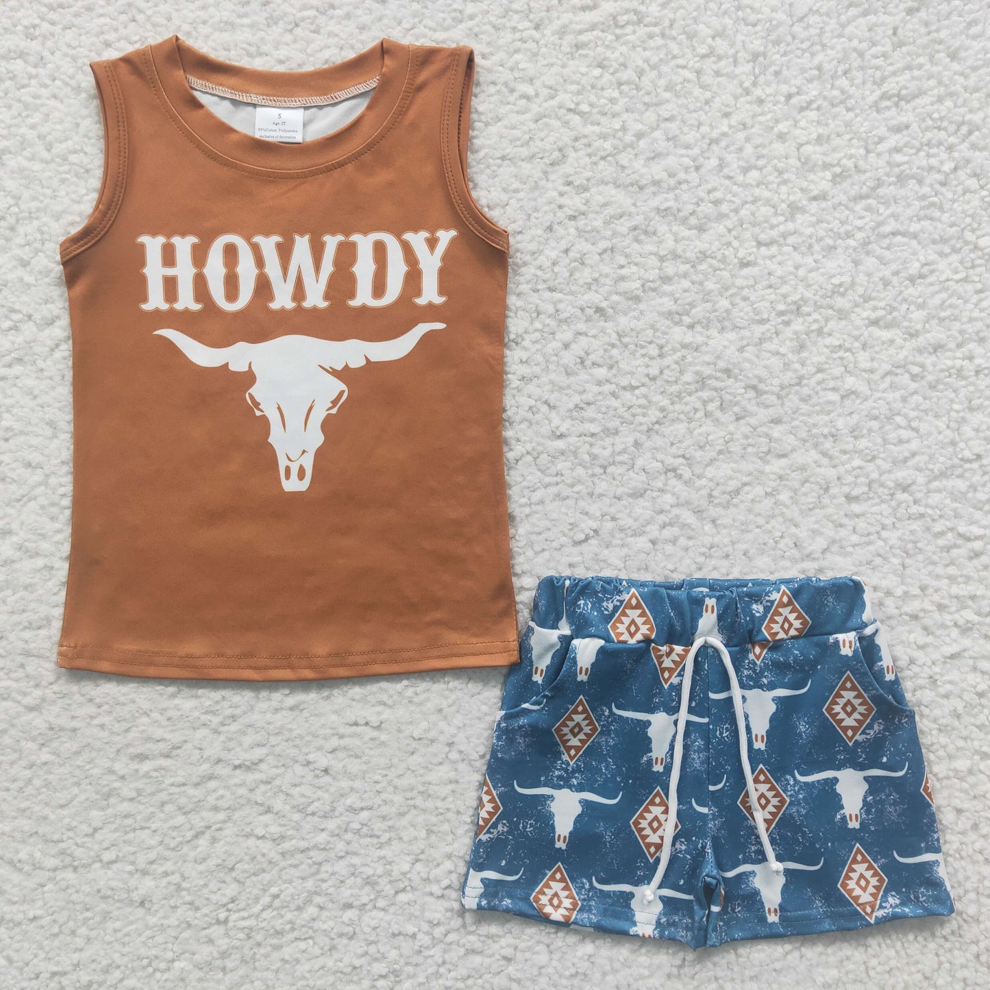 Western Baby Boys Summer Sleeveless Top Shorts Set