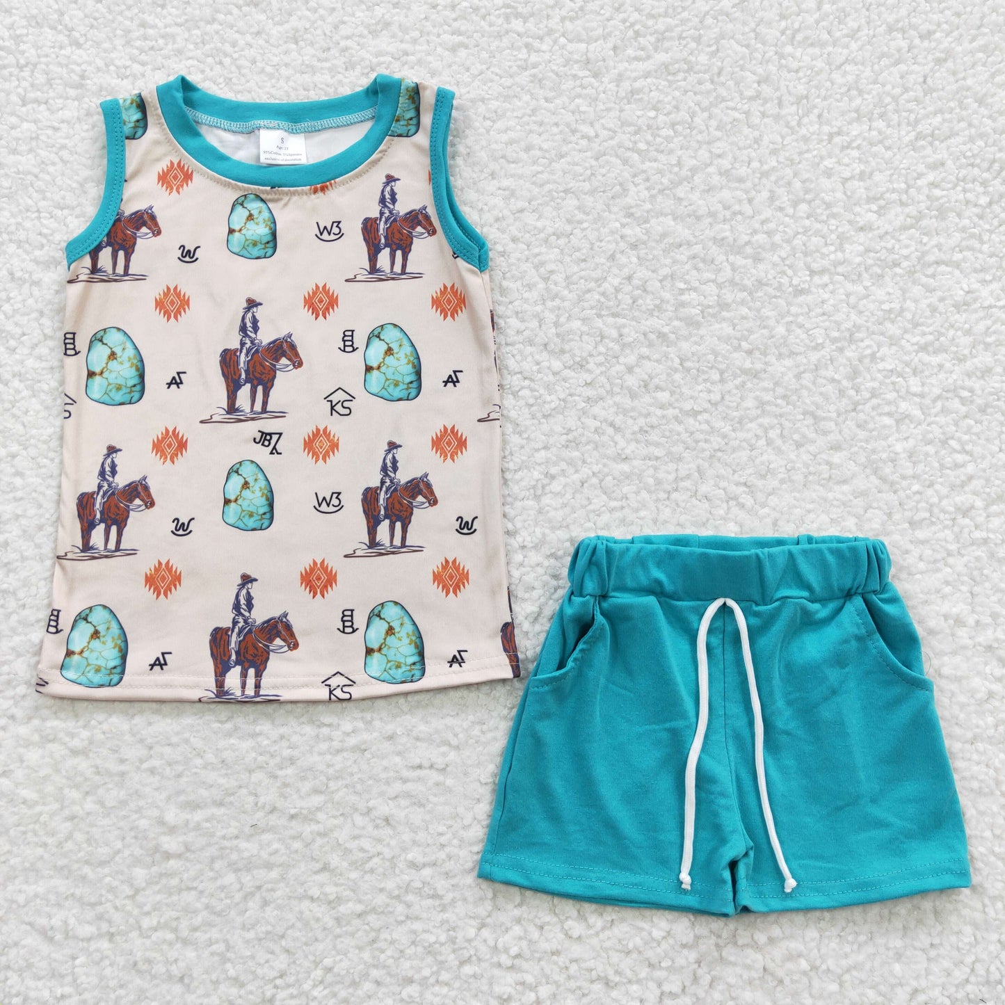 Western Baby Boys Summer Sleeveless Top Shorts Set
