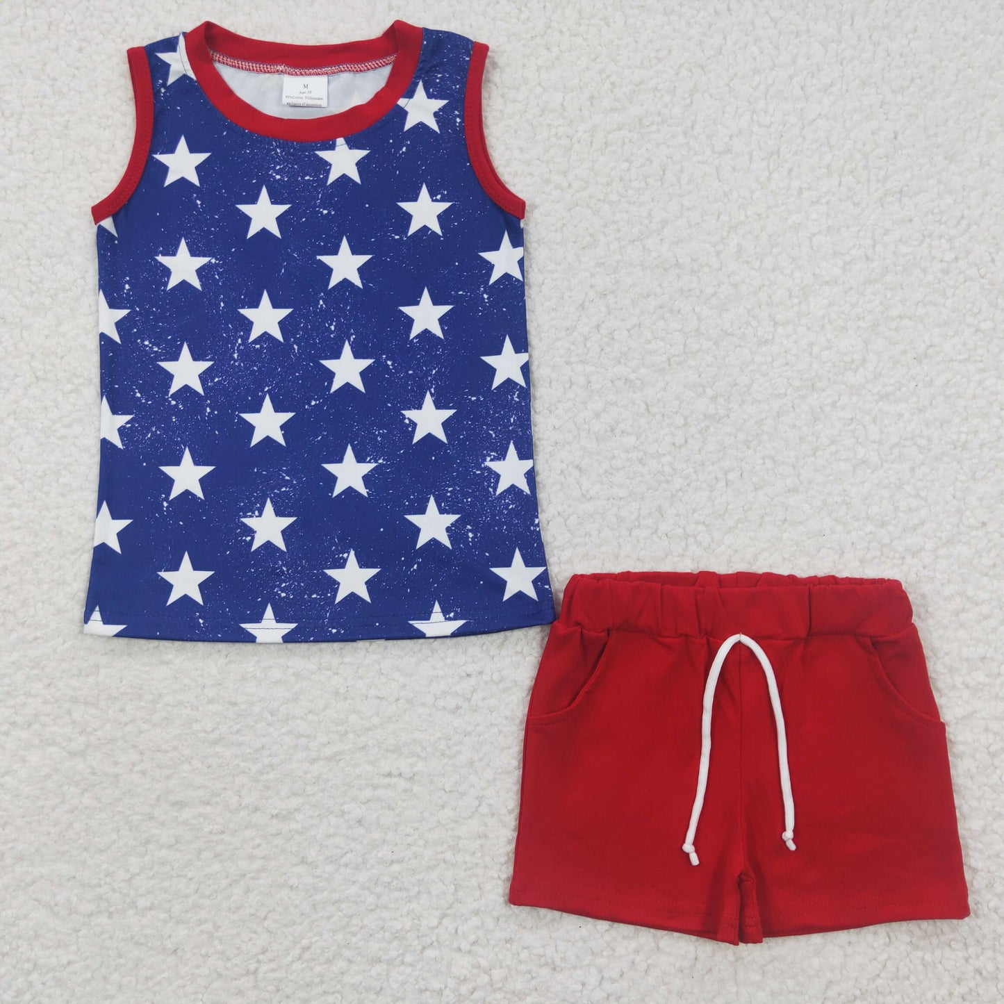 Red White Blue Stars Striped July 4th Sibling Outift