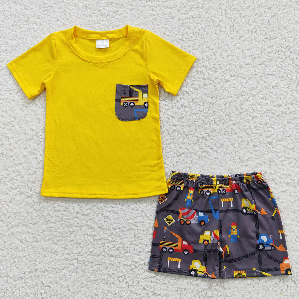 Sibling Baby Boys Cotton Pocket Top Construction Shorts Clothes