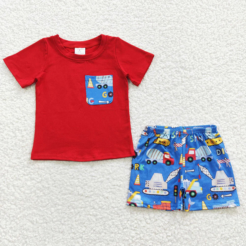 Sibling Baby Boys Cotton Pocket Top Construction Shorts Clothes