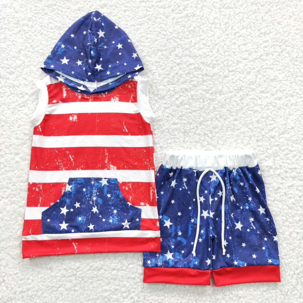 BSSO0244 Baby Boys July 4th Hoodie Top Shorts Set