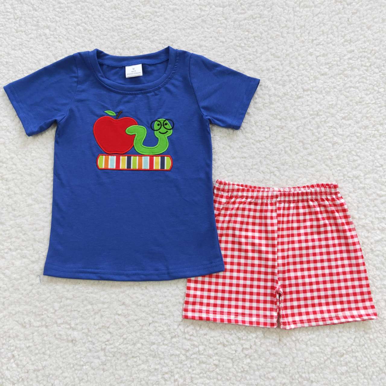 Sibling Kids Boys Embroidery Back to School Shorts Set