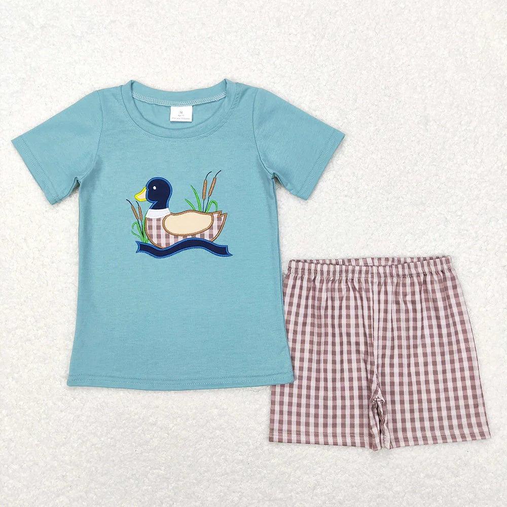 Sibling Baby Boys Embroidery Ducks Top With Shorts Clothes Sets