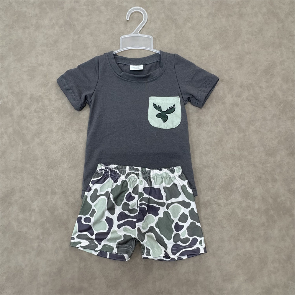 Sibling Baby Boys Hunting Shorts Sleeve Top With Shorts Outfit