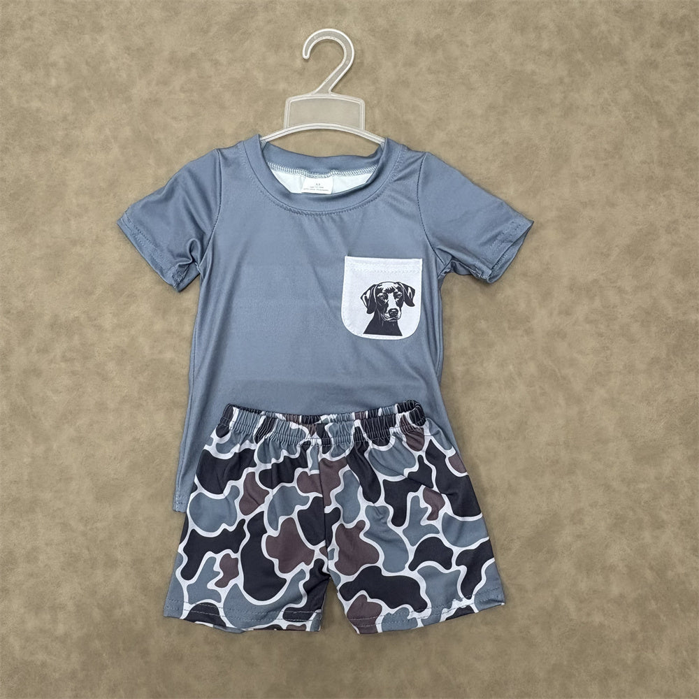Sibling Baby Boys Hunting Shorts Sleeve Top With Shorts Outfit