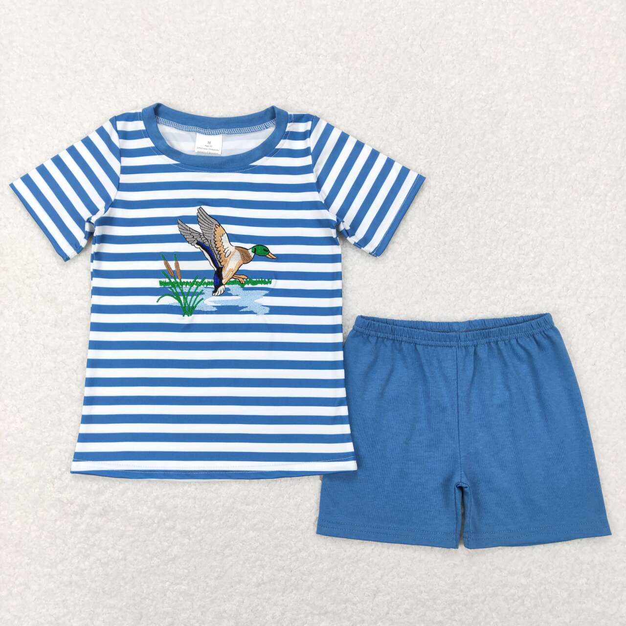 Baby Boys Blue Stripes Duck Tops Shorts Brother Clothing Sets