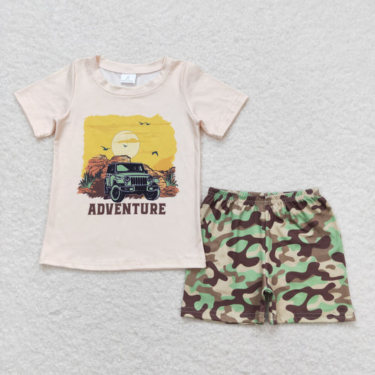 Summer Baby Boys Adventure Camouflaged Shorts Outfit