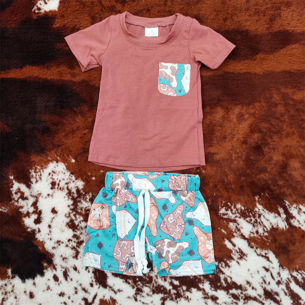 Toddler Baby Boys Summer Western Shorts Set