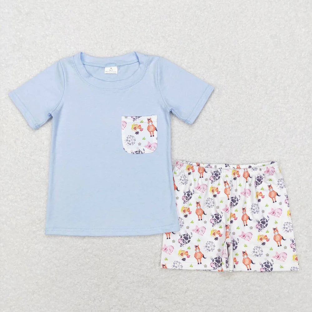 Sibling Baby Boys Farm Pocket Shirt Summer Outfits Clothes Sets