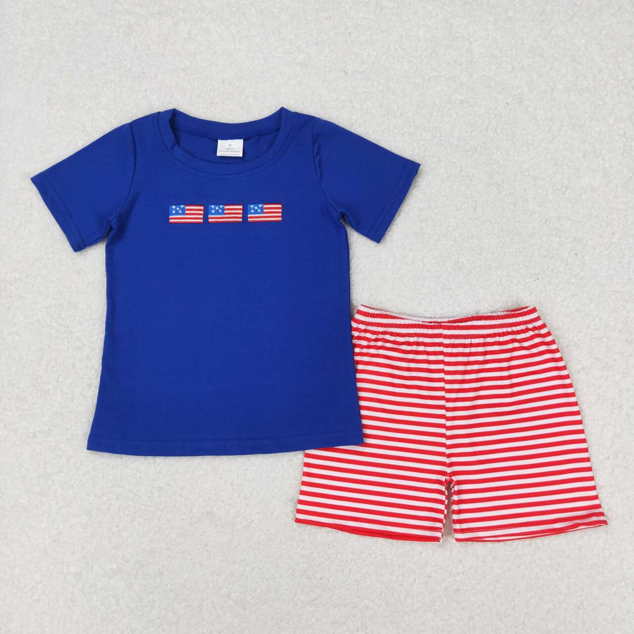 July 4th USA Patriotic Embroidery Flag Summer Clothes Set