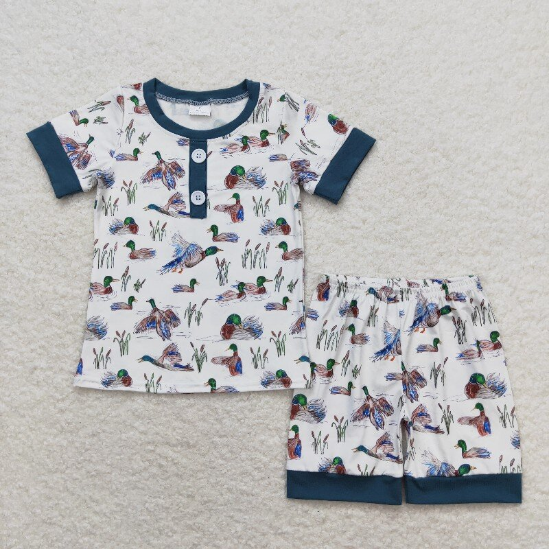 Toddler Sibling Design Summer Mallard Duck Shorts Set And Romper