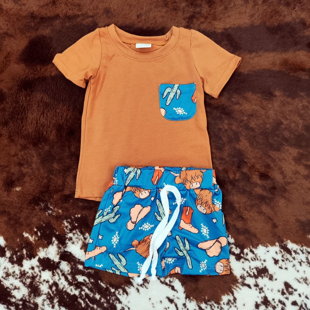 Toddler Baby Boys Summer Western Shorts Set