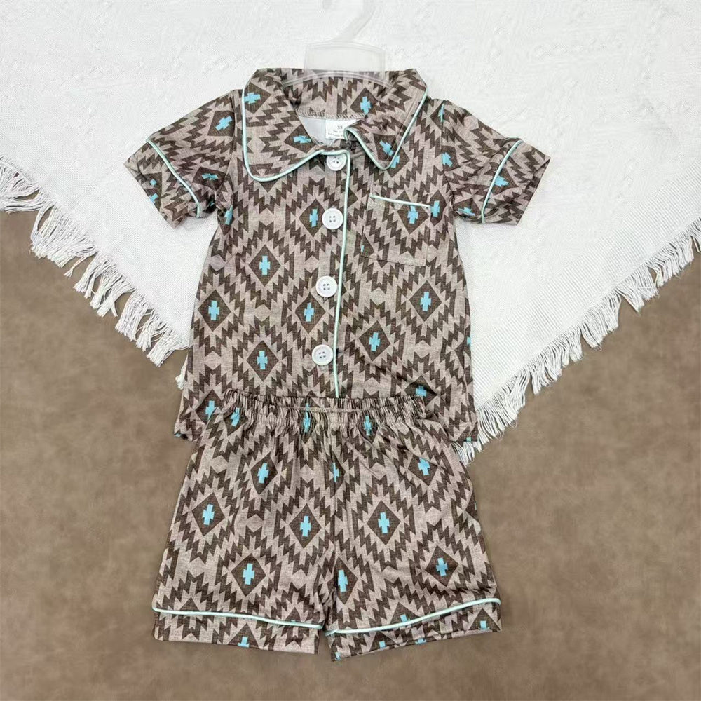 Kids Boys Western Cowboy Buttons Up Pajama Set