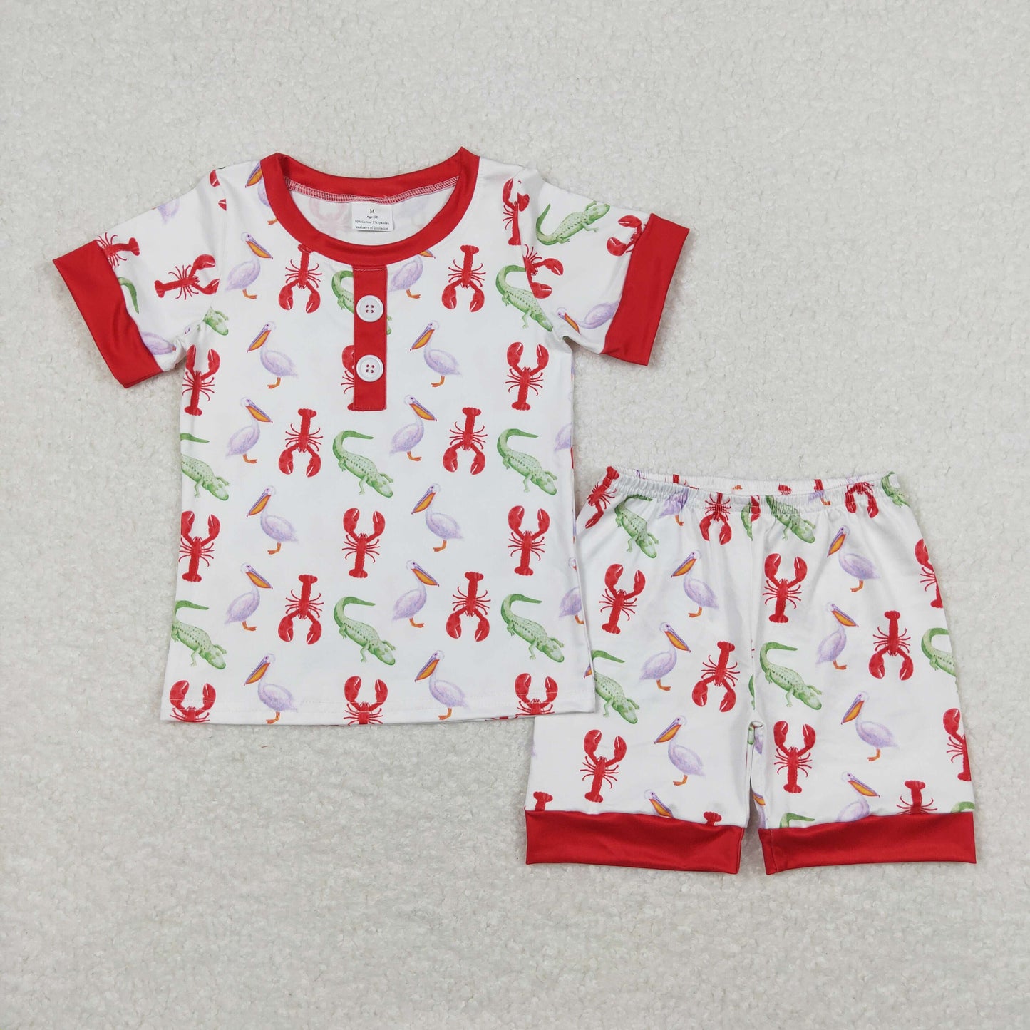 Sibling Summer Crayfish Shorts Pajama Set