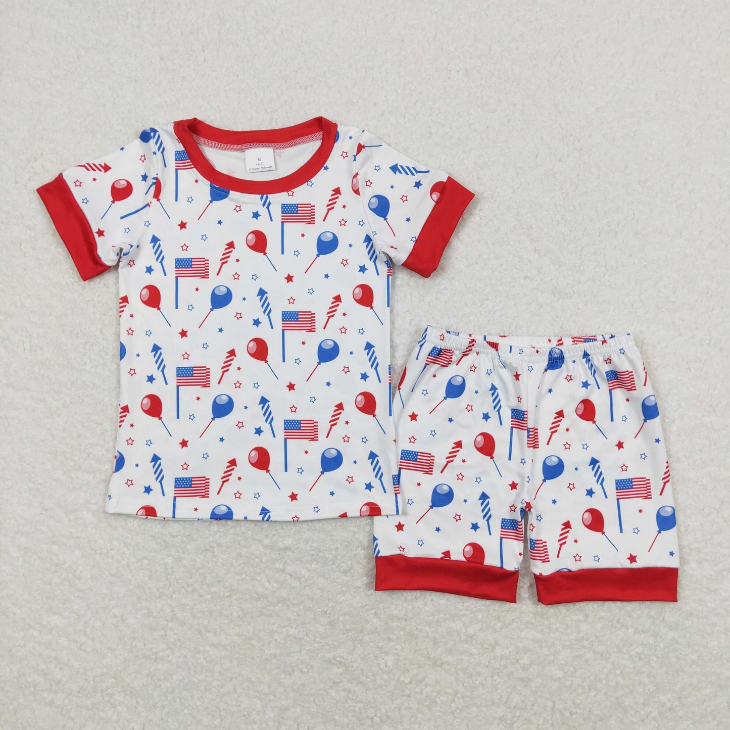 Baby Girls 4th Of July Flag Balloon Sibling Boys Rompers Shorts Clothes Sets