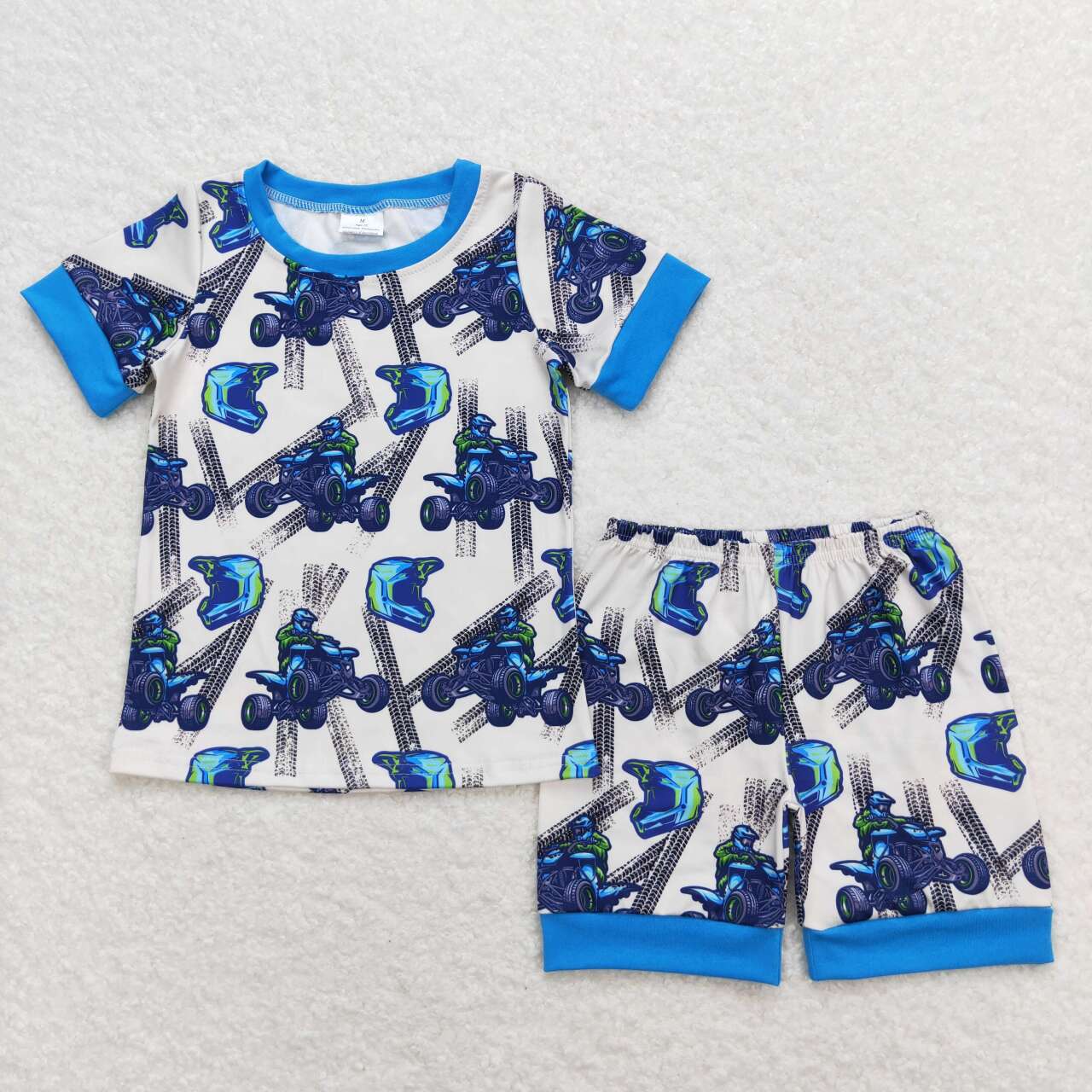 Baby Boys Blue Motobike Pajamas Romper Clothes Sets