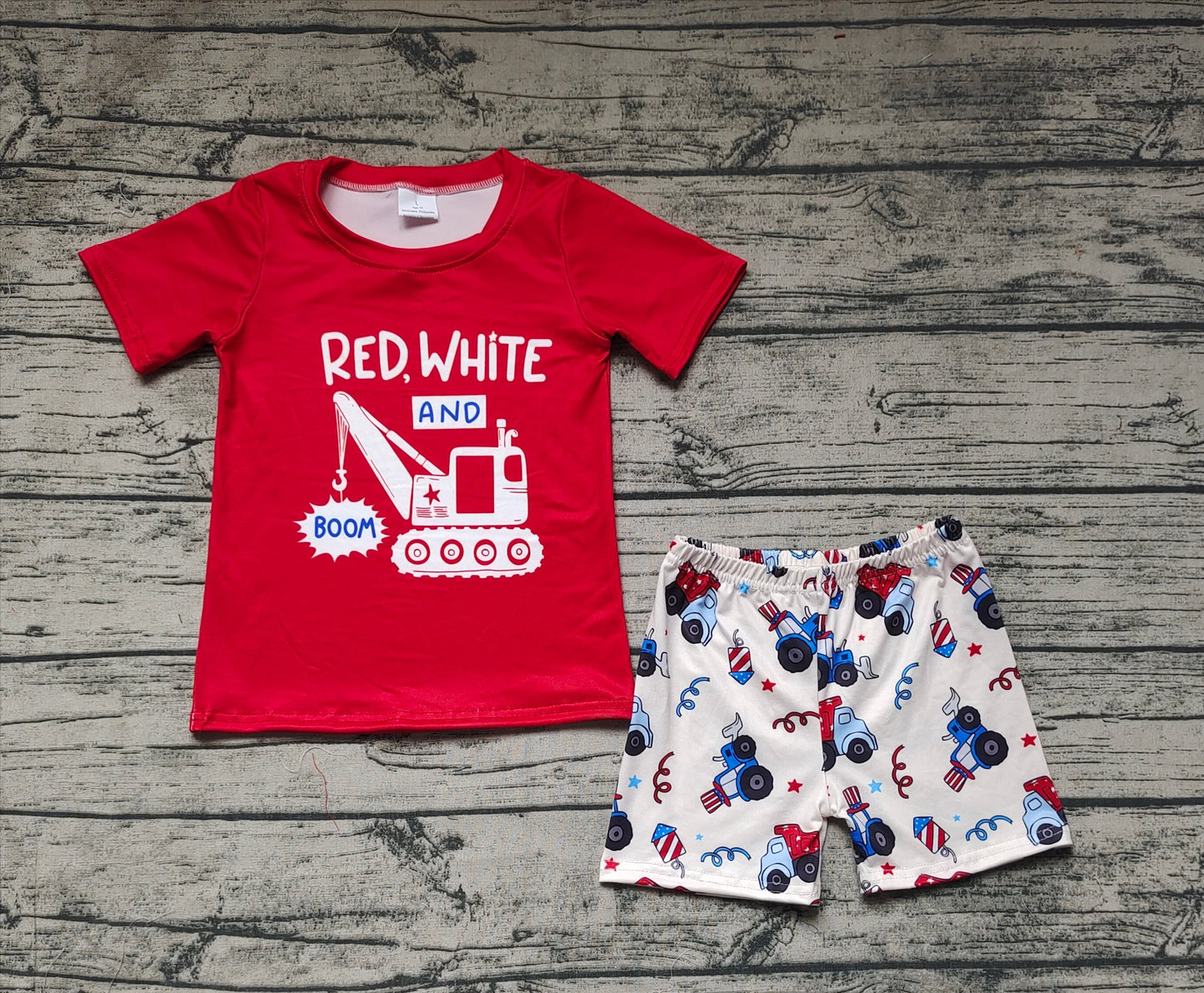 Baby Boys Red White and Boom July 4th Shorts Set