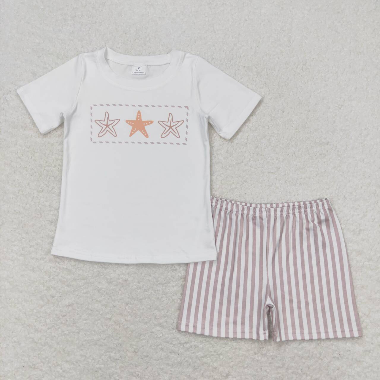 Summer Sibling Starfish Stripes Dresses Sets Romper RTS