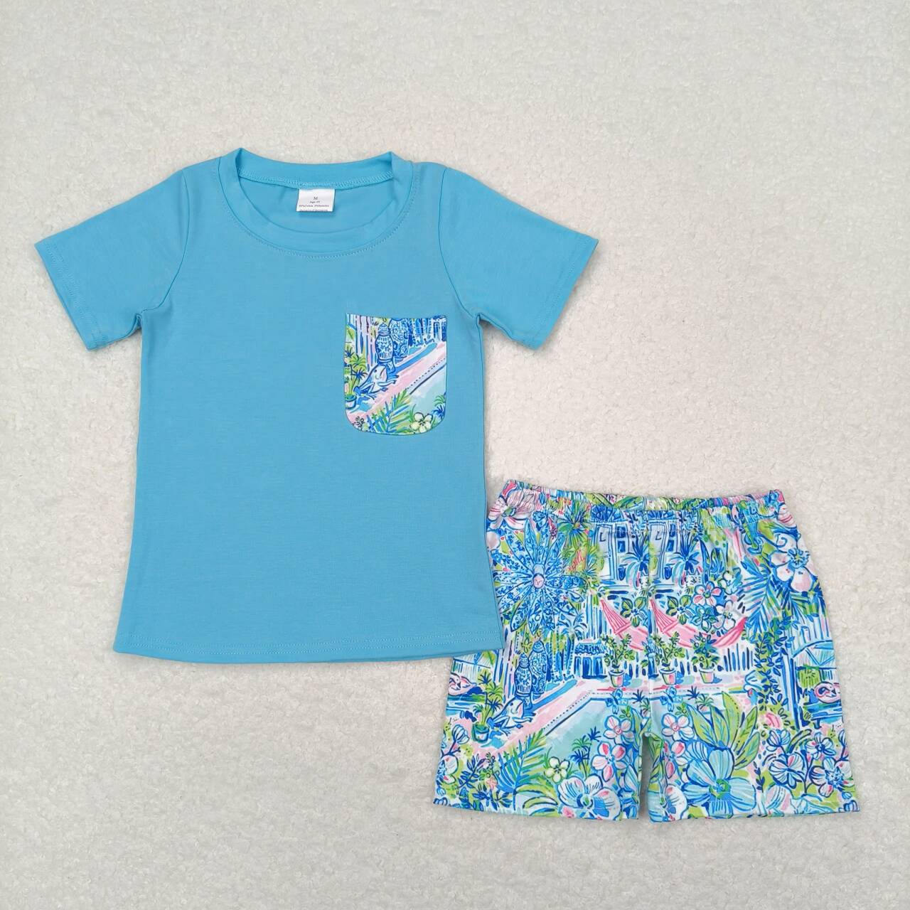 Baby Sibling Summer Blue Floral Outfit and Dress