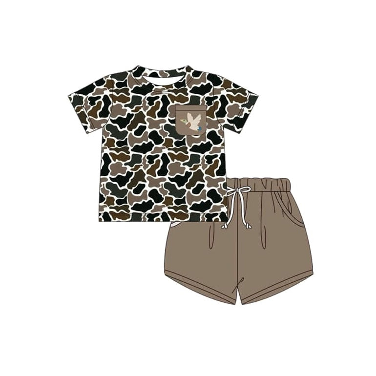 Toddler Baby Sibling Summer Camo Duck Shorts Set Preorder