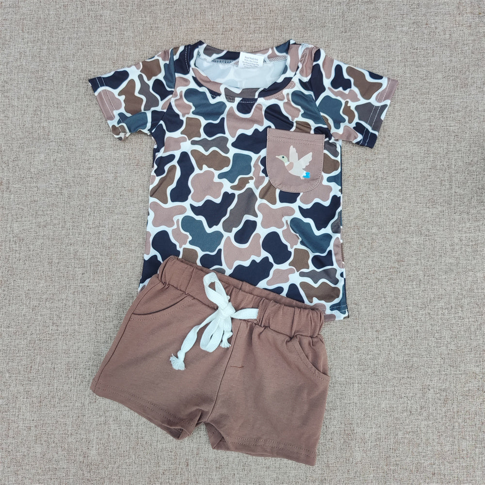 Sibling Baby Boys Summer Hunting Mallard Duck Camo Shorts Set