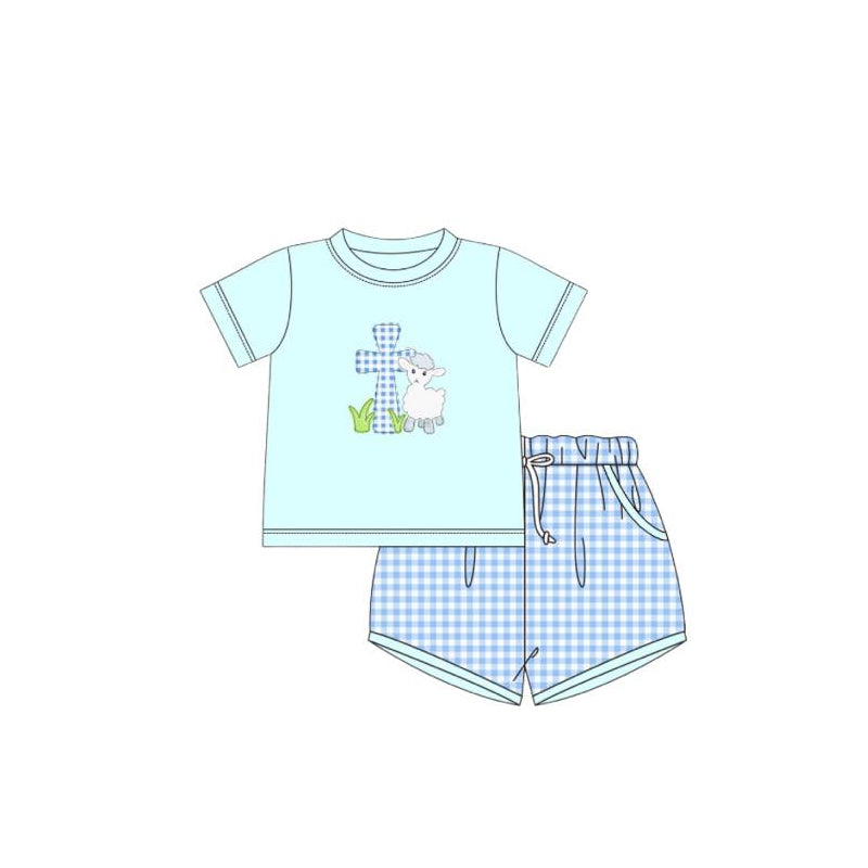 Toddler Baby Sibling Easter Cute Sheep Cross Shorts Set Preorder