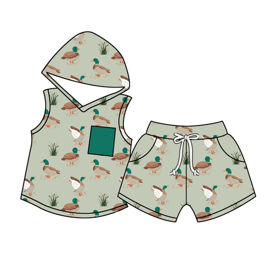 Toddler Boys Duck Hoodie Top Shorts Set Preorder