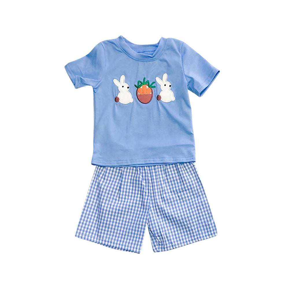 Baby Boys Brother Easter Bunny Carrot Blue Set and Romper