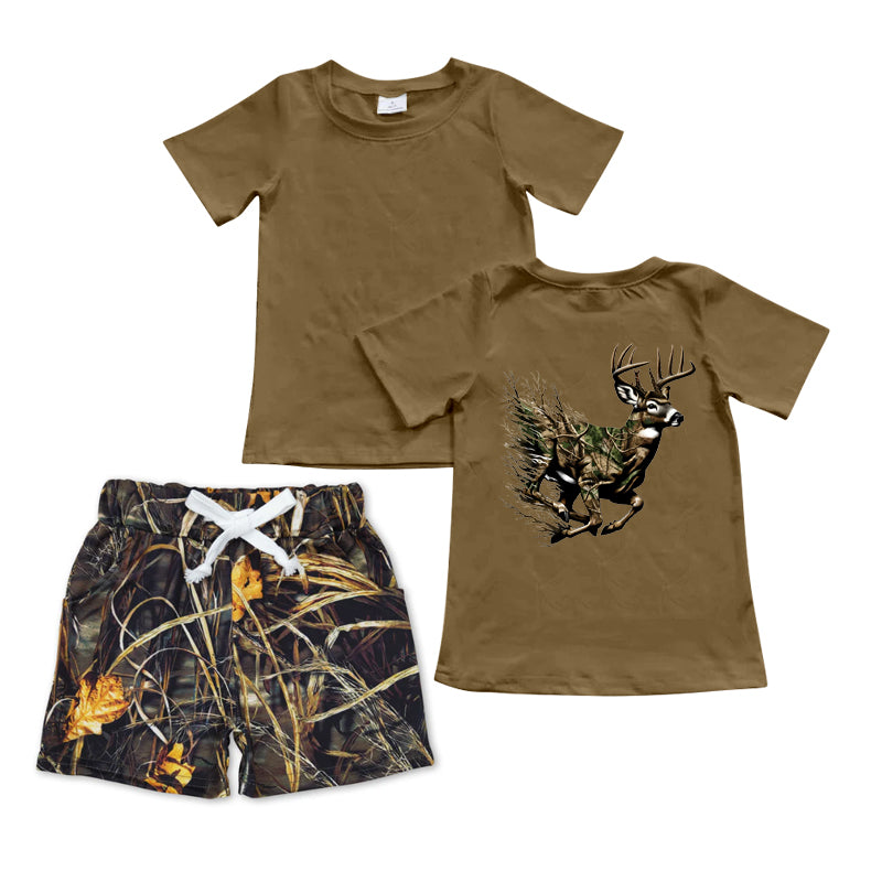 Toddler Boys Camo Hunting Deer Top Shorts Set Preorder