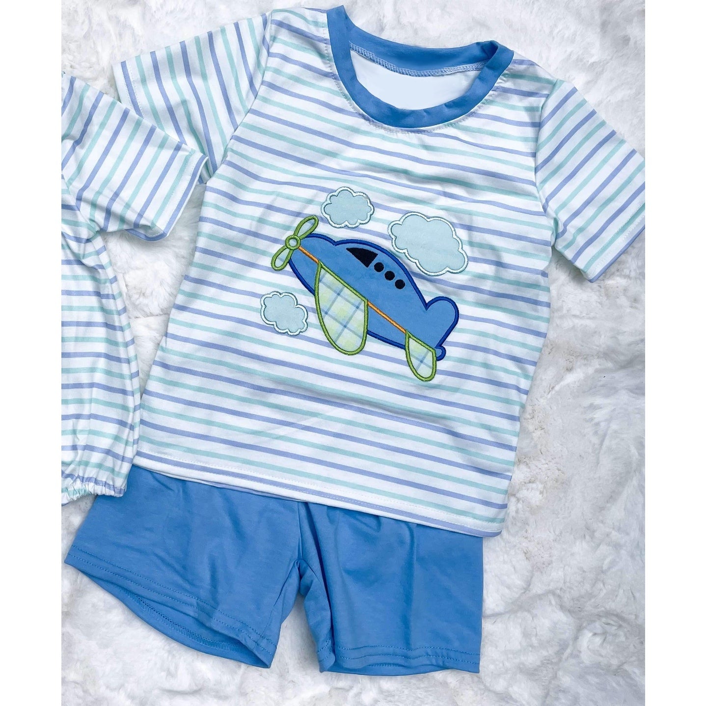 Baby Boys Brother Aircraft Shorts Set and Romper Preorder